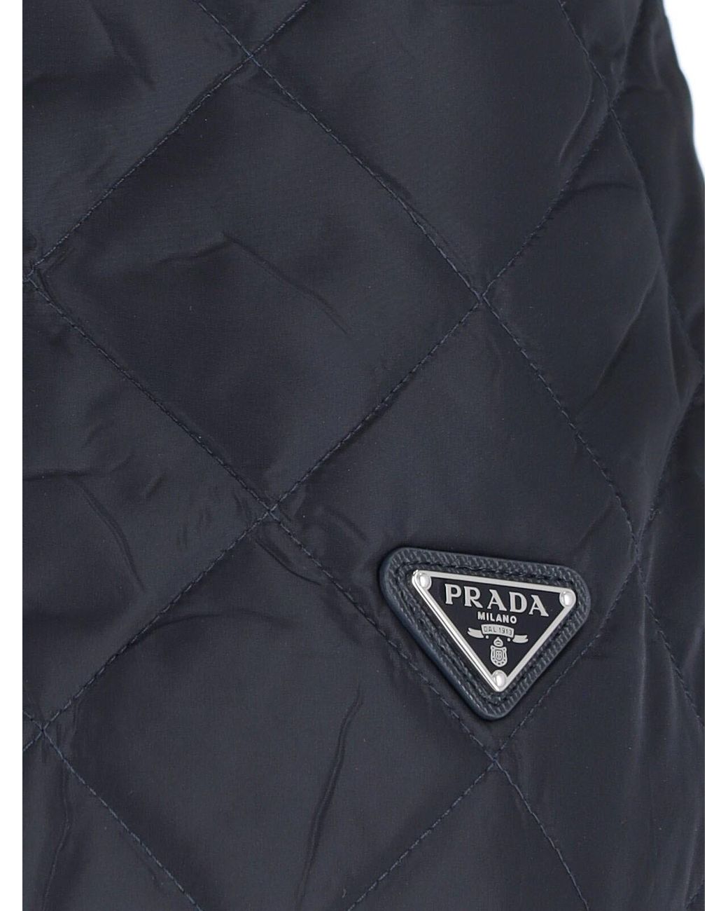 Prada Blue Triangle-Logo Quilted Mini Skirt