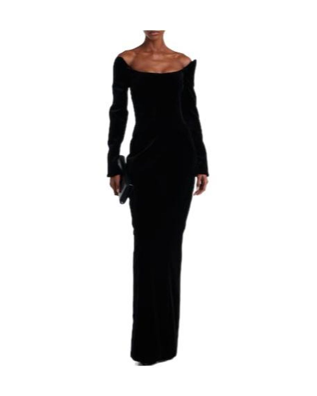 Mugler Black Velvet Bustier Gown
