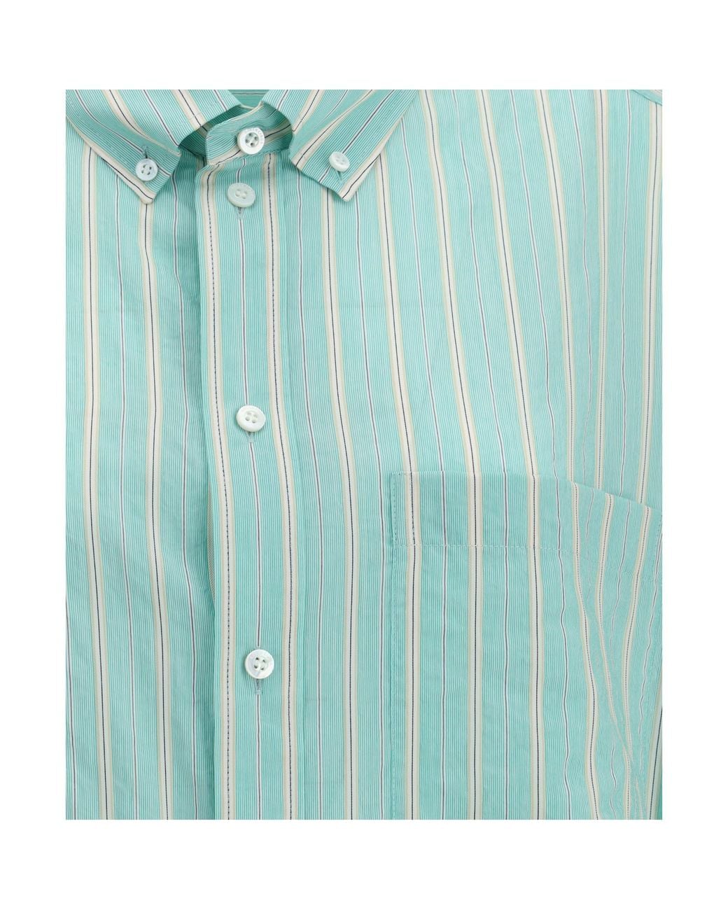 Balenciaga Green Striped Long-Sleeved Shirt