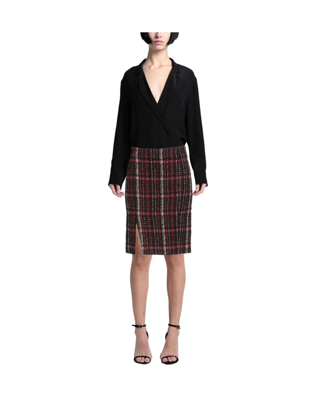 Marni Red Plaid Midi Skirt