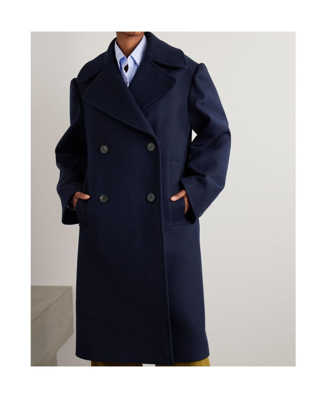 Dries Van Noten Blue Double-Breasted Tailored Coat