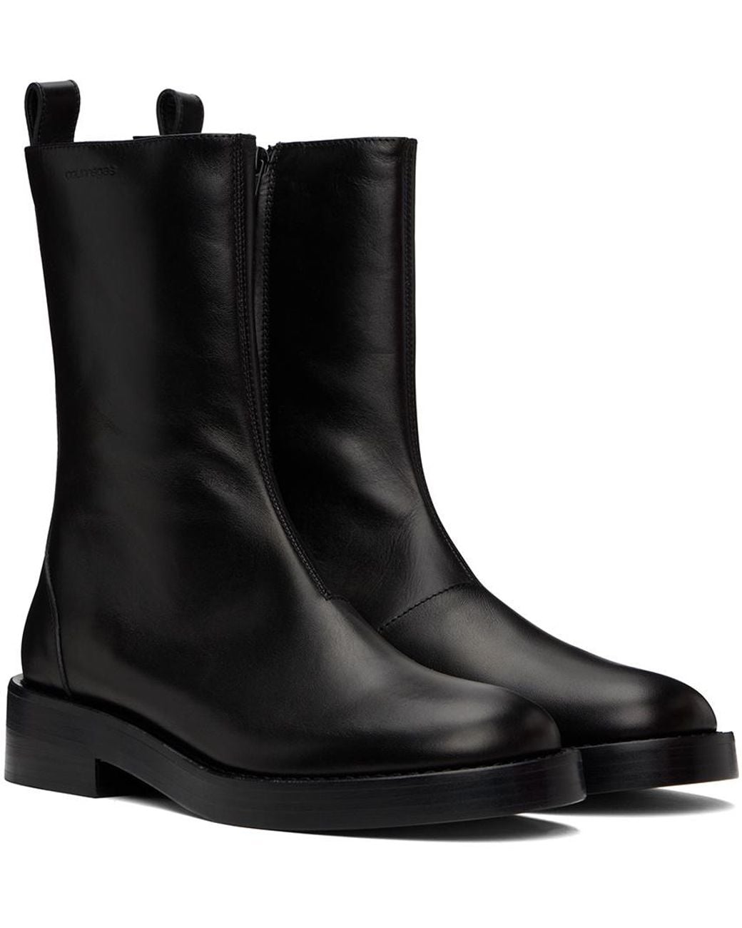 Courreges Black Stretch Leather Boots for men