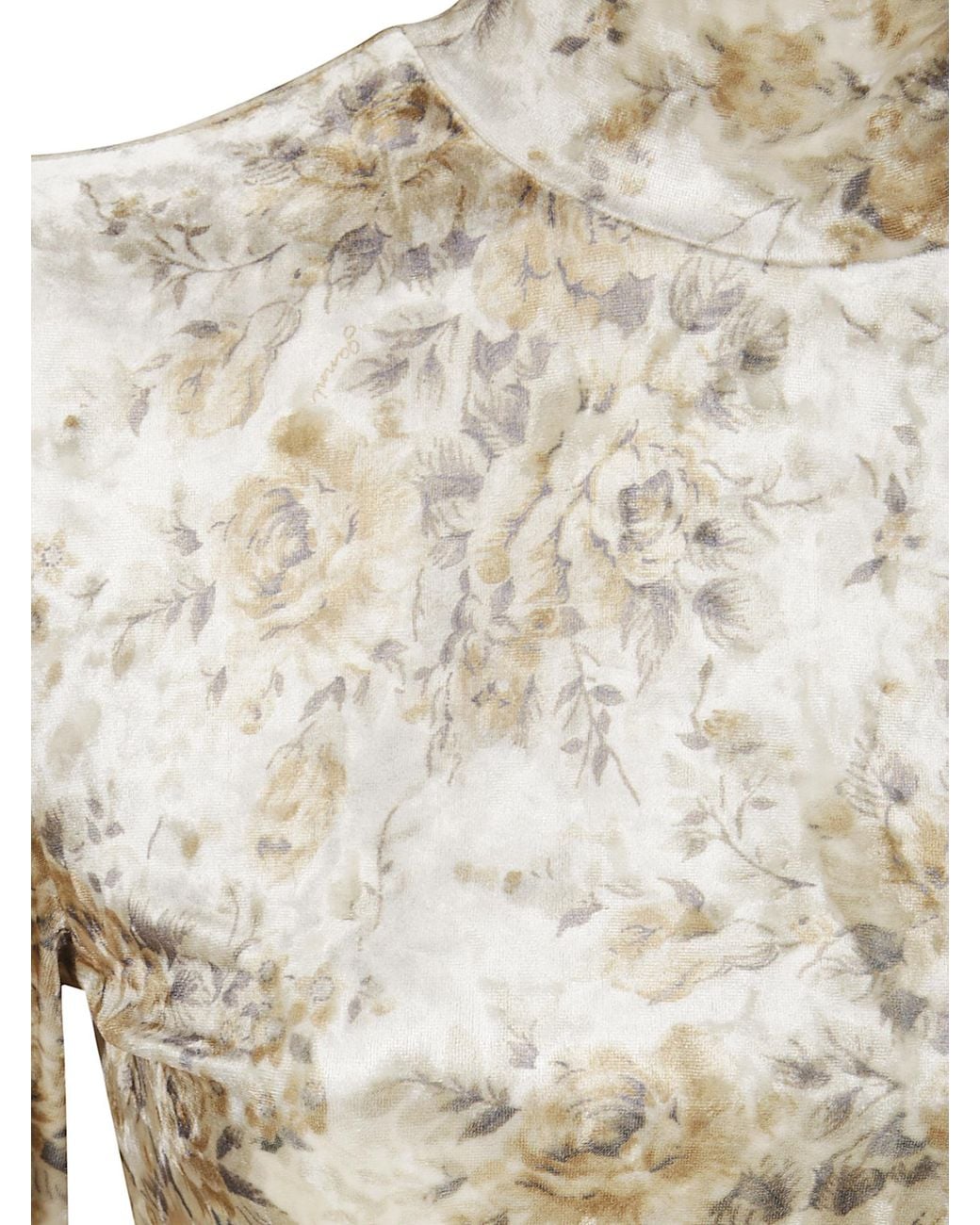 Ganni White Floral Printed Roll-Neck Top