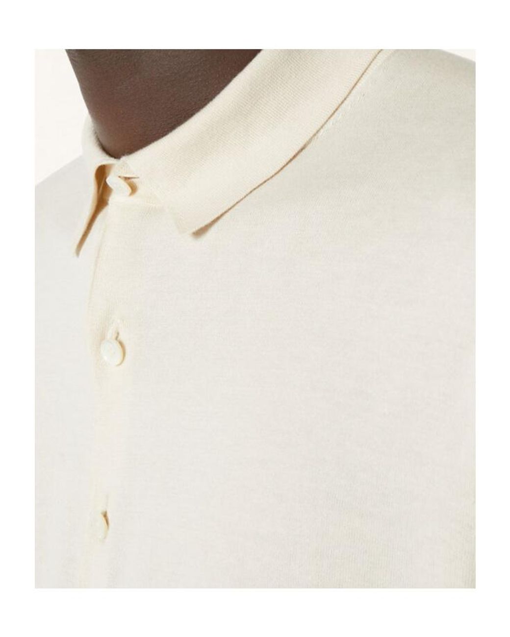 Loro Piana White Long-Sleeved Polo Shirt for men