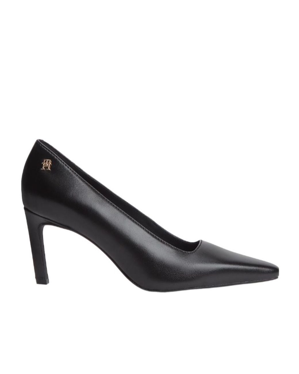 Tommy Hilfiger Black Pointed Logo Pumps