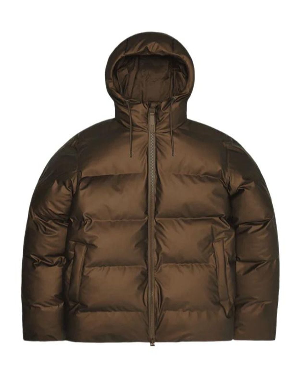 Rains Brown Long-Sleeved Hooded Padded Jacket for men