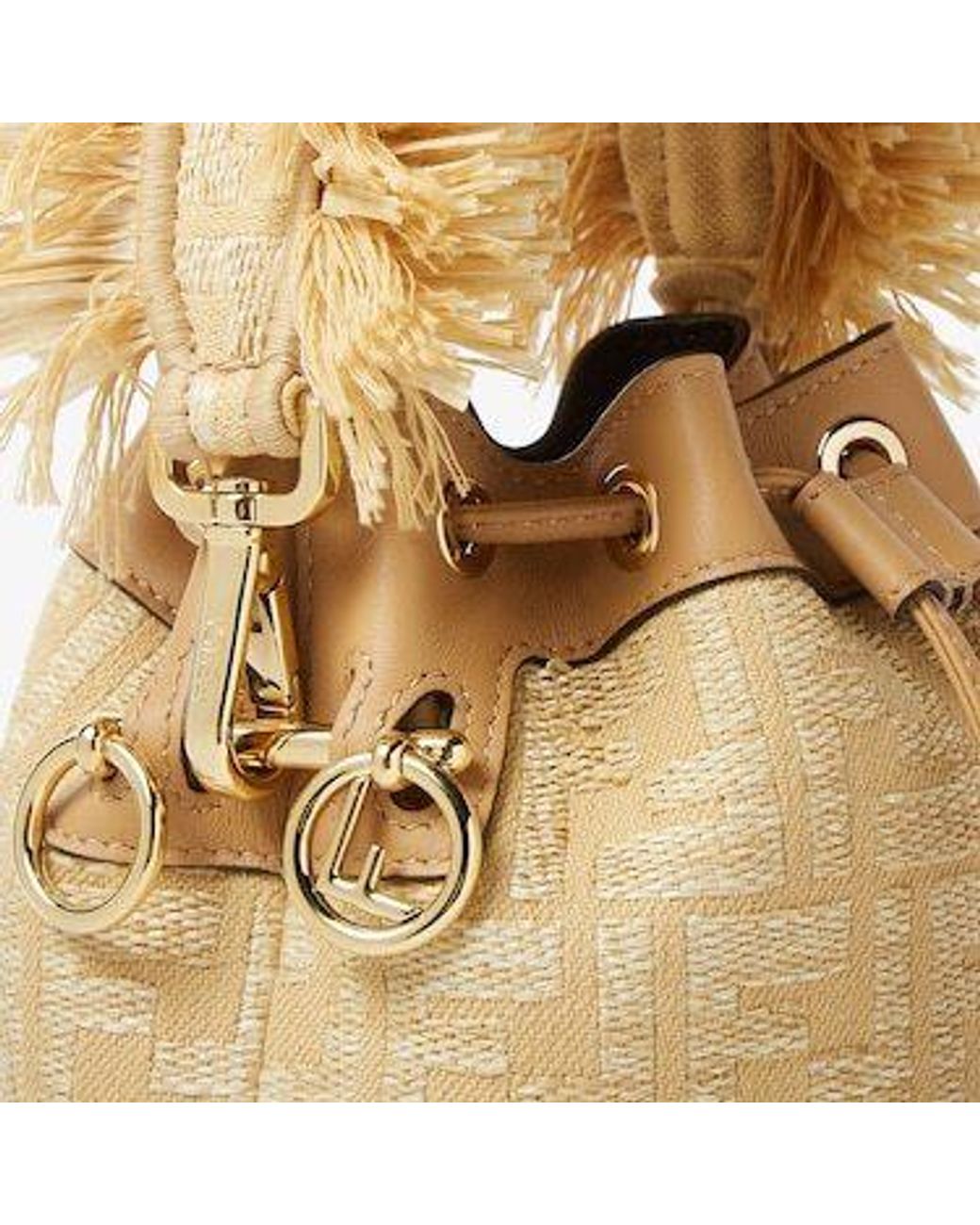 Fendi Metallic Mon Tresor Ff Jacquard Drawstring Bucket Bag