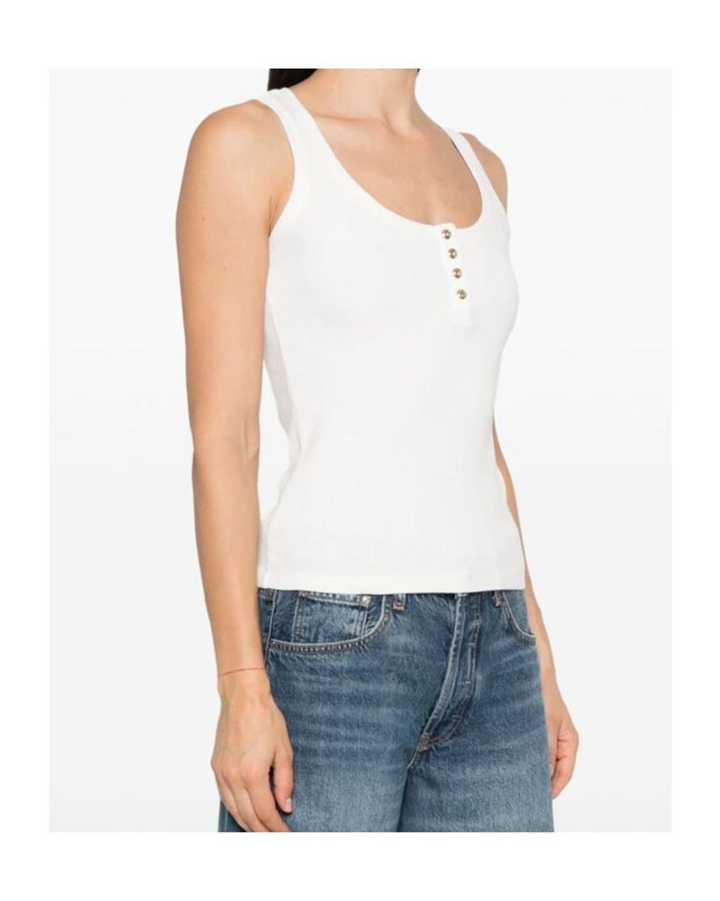 Anine Bing White Alessia Knitted Tank Top