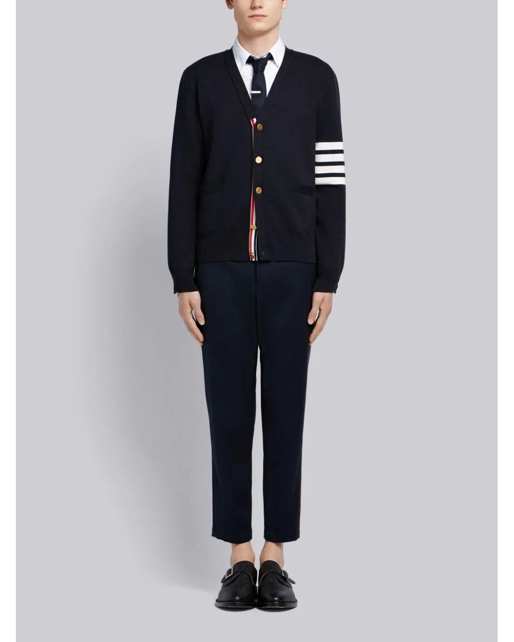 Thom Browne Blue Cardigan Scollo A V for men