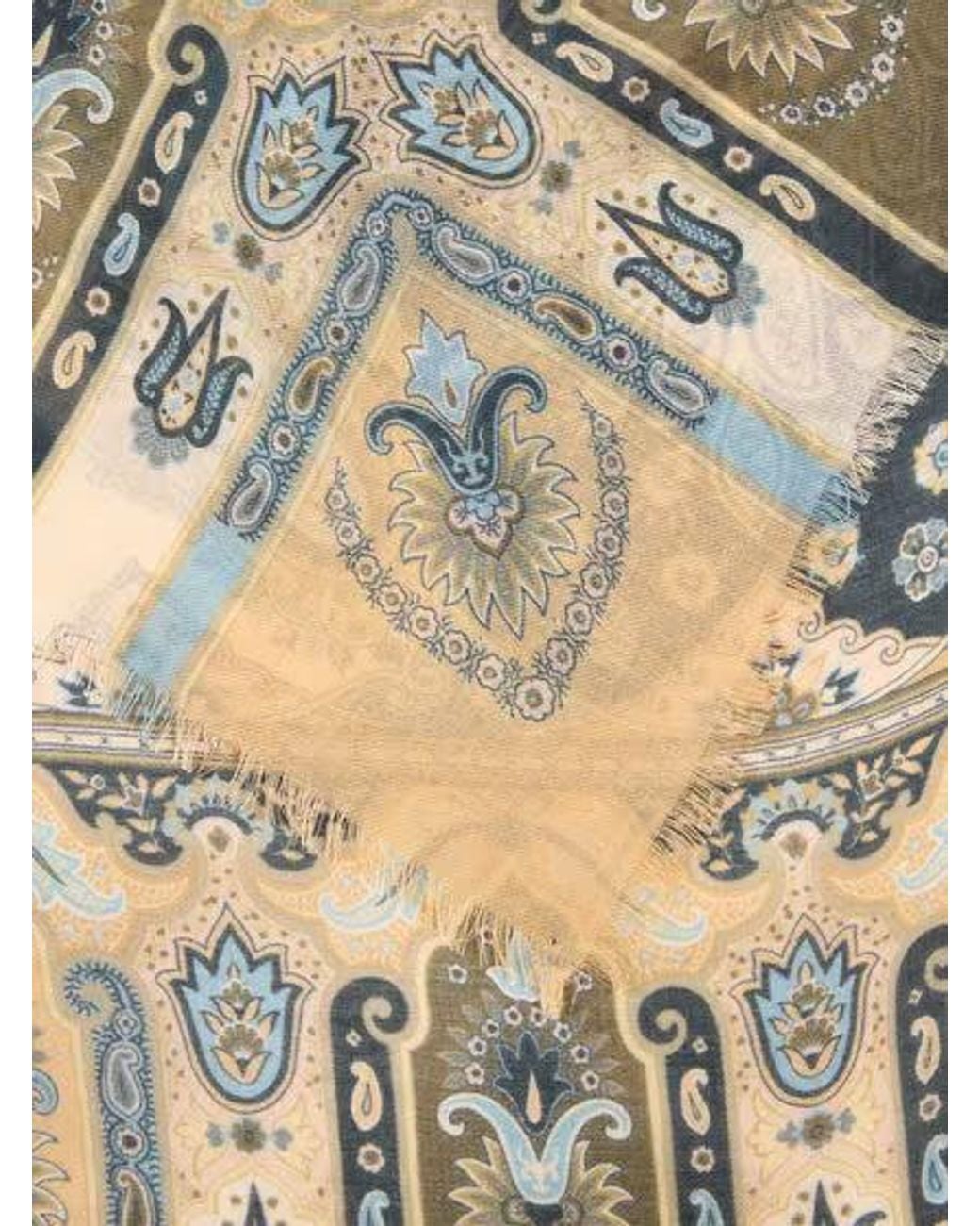 Etro Natural Paisley Raw-Edge Scarf