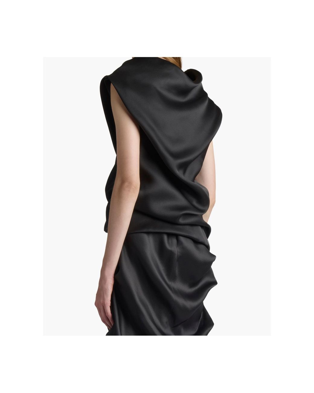 Khaite Black Luola Cowl Neck Asymmetric Hem Top