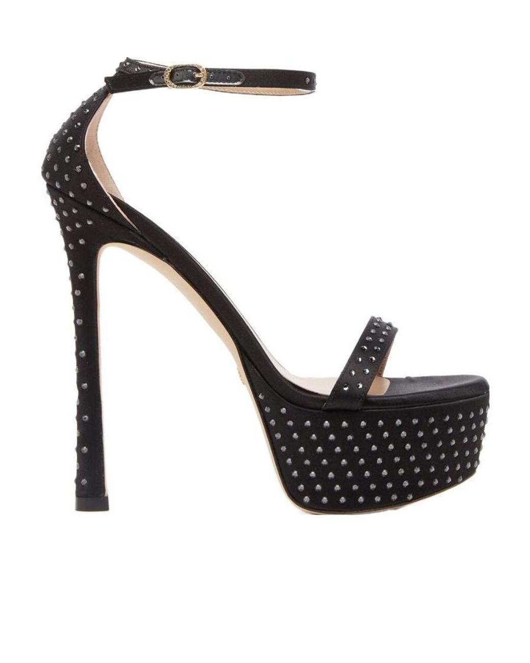 Stuart Weitzman Black Thick-Soled High-Heeled Sandals