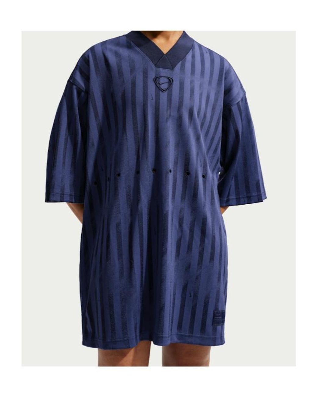 Nike Blue Runway Striped Jersey Mini Dress