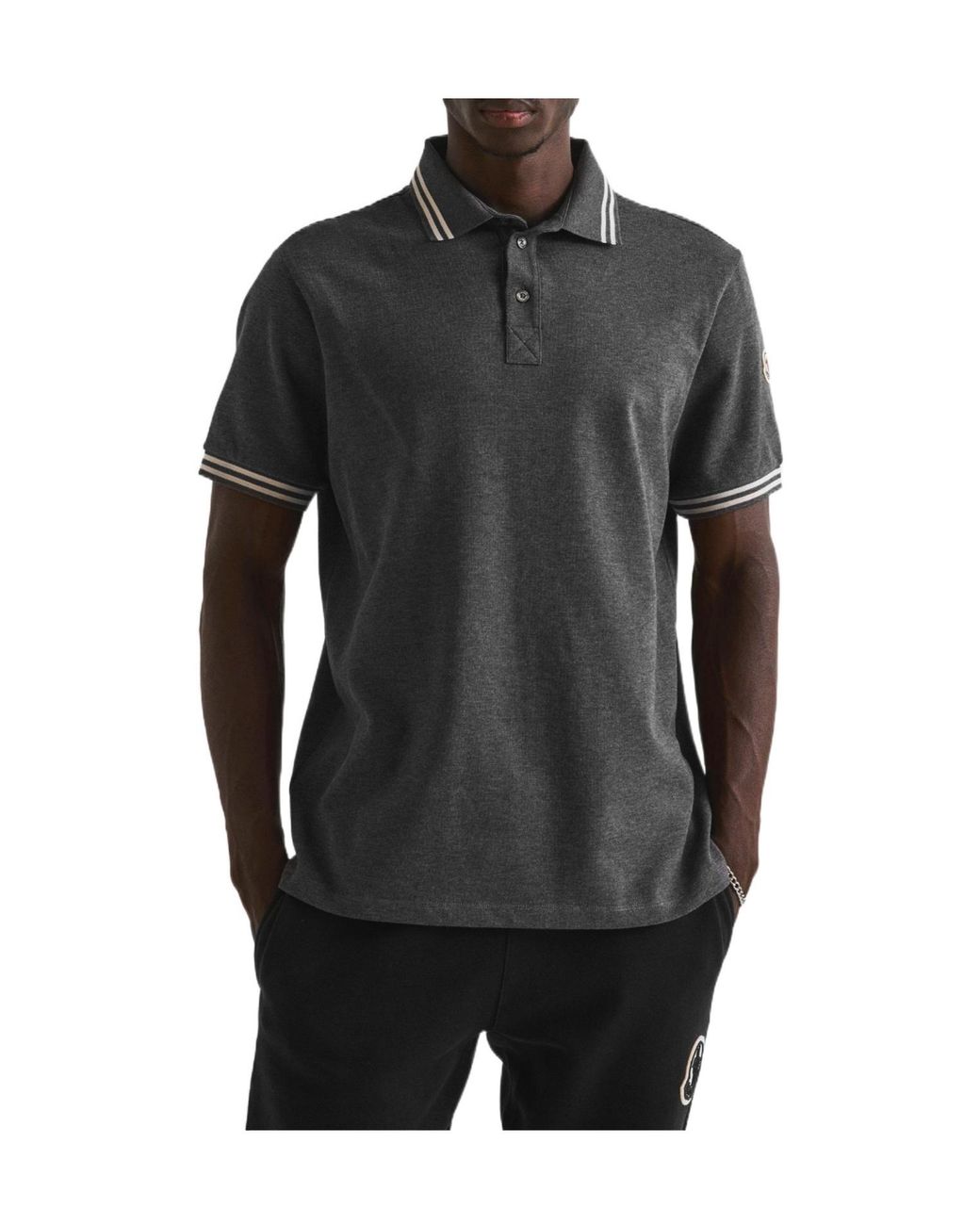 Moncler Gray Short-Sleeve Pique Polo Shirt for men