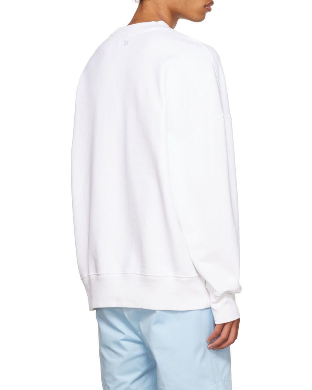 AMI White Tonal Logo-Embroidered Sweatshirt for men