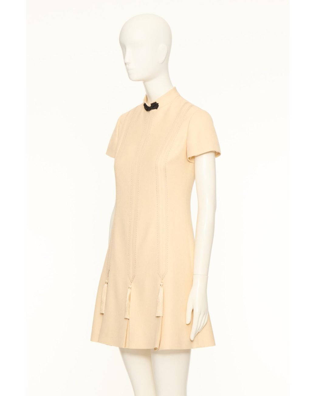 Valentino Natural Tassel Detailed Short-Sleeved Mini Dress