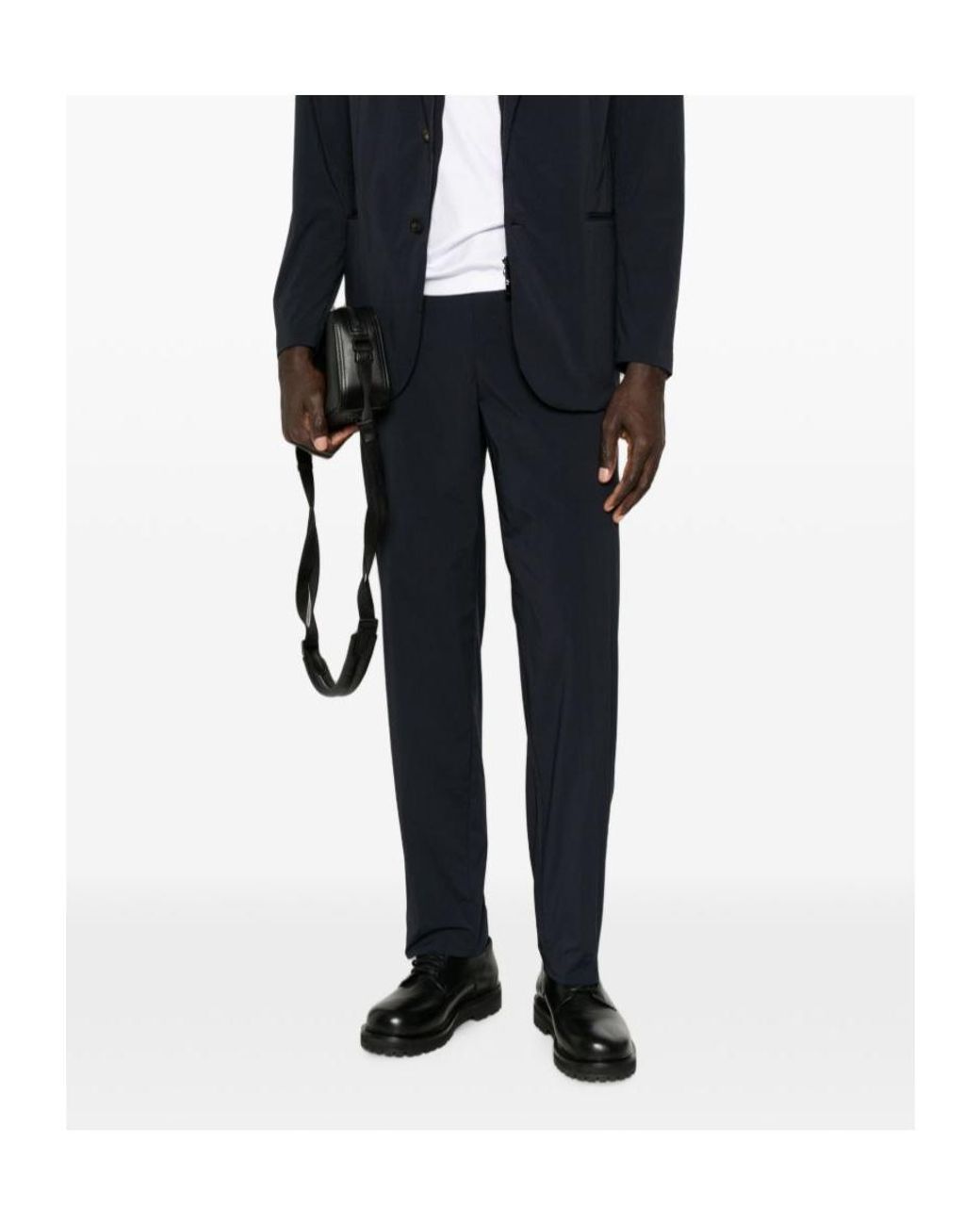 Emporio Armani Blue Elasticated-Waistband Trousers for men