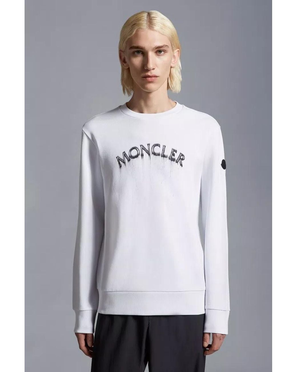 Moncler White Logo Sweatshirt for men