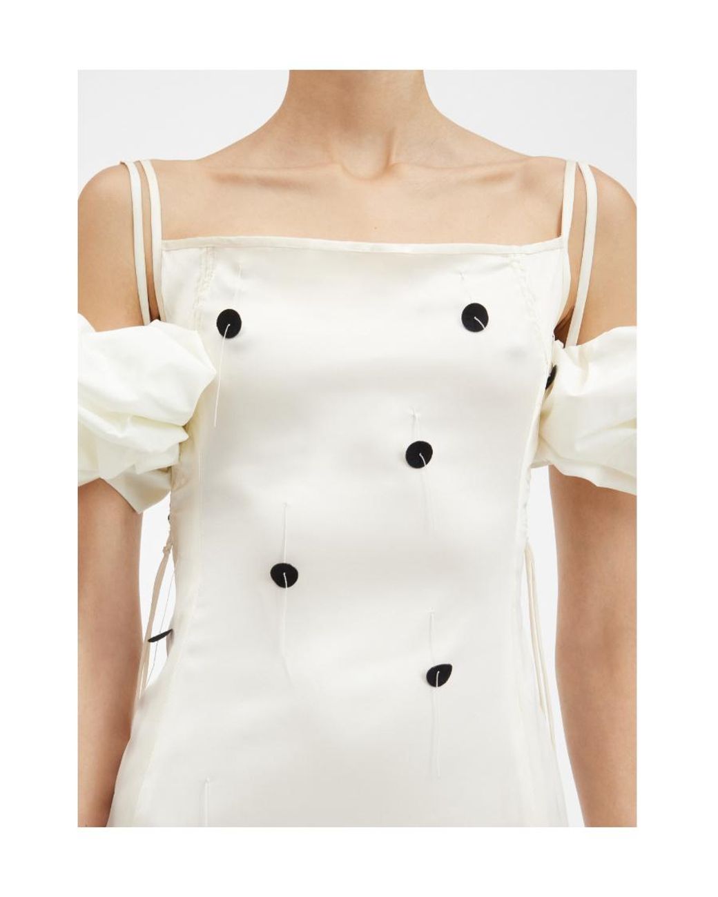 Jacquemus White Chouchou Polka-Dot Midi Dress