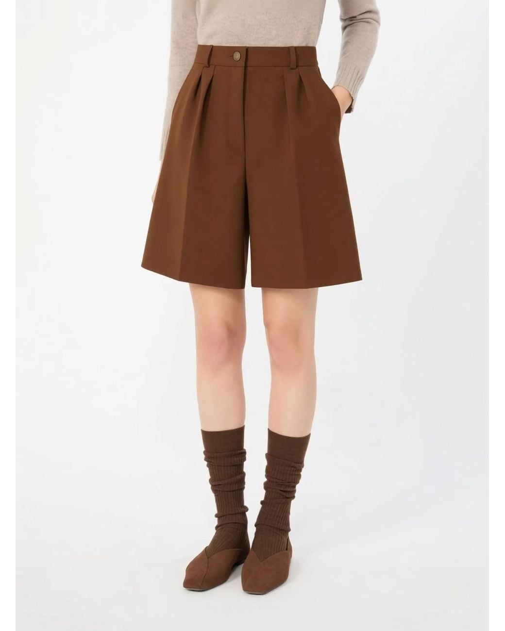 Max Mara Brown Wide-Leg Shorts