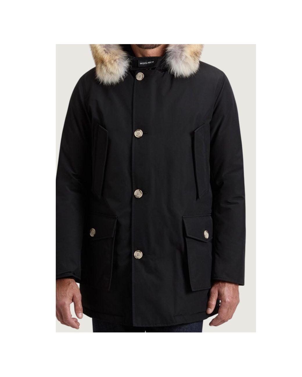 Woolrich Black Long-Sleeved Cotton-Padded Jacket for men