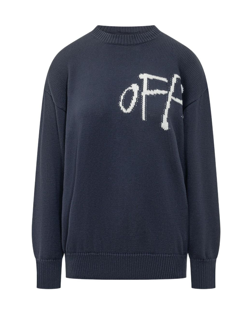 Off-White c/o Virgil Abloh Blue Crewneck Long-Sleeved Jumper