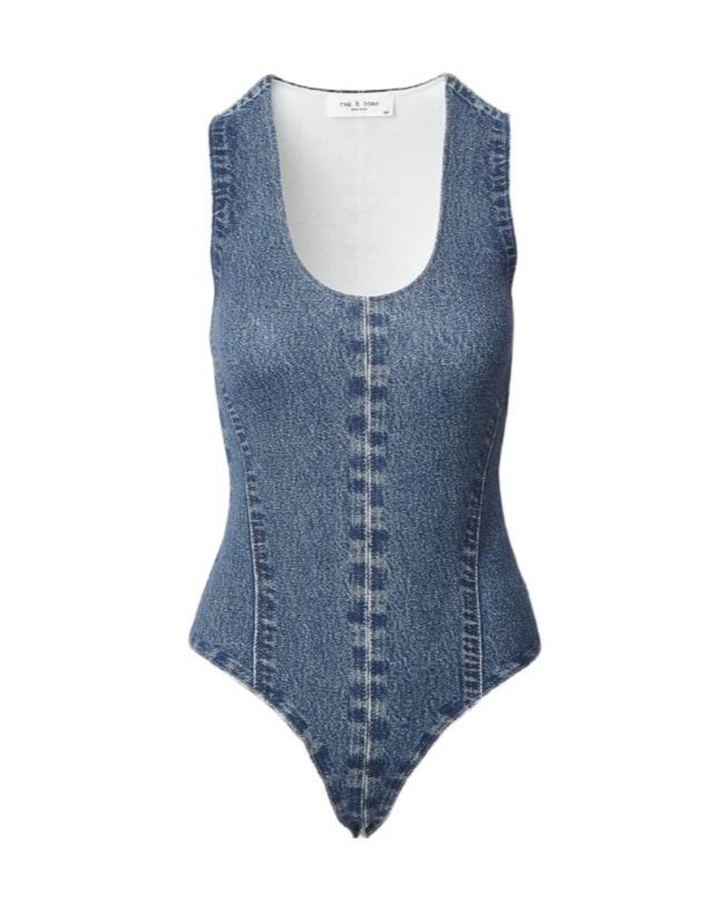 Rag & Bone Blue Sleeveless Bodysuit