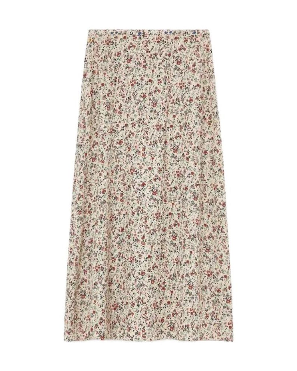 Loro Piana Natural Floral Printed Midi Skirt