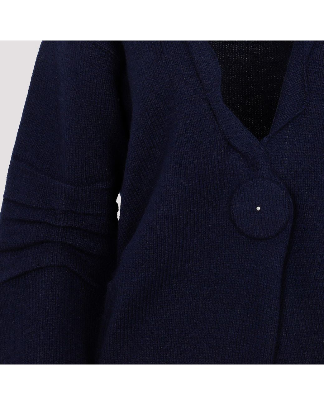 Prada Blue Buttoned V-Neck Jumper