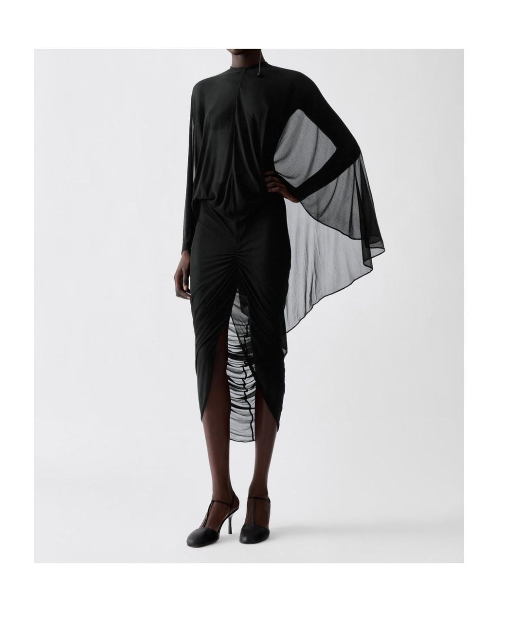 Jacquemus Black Draped Midi Cape Dress