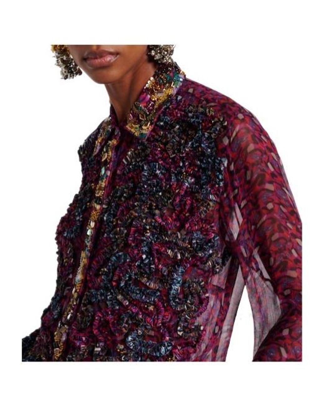 Dries Van Noten Purple Embellished Embroidered Shirt