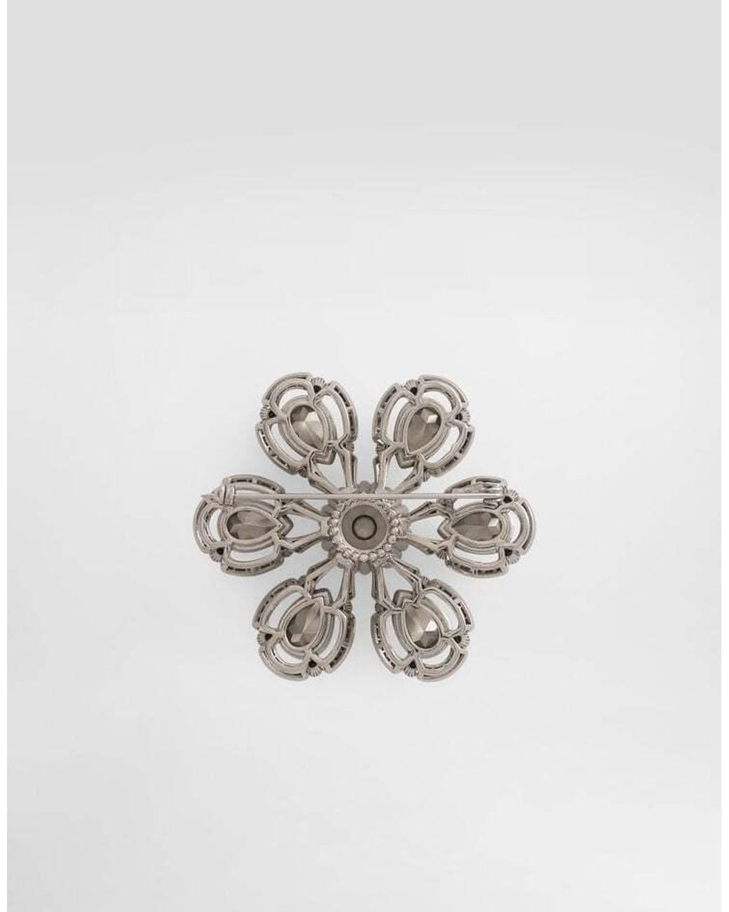 Dolce & Gabbana White Sartoria Floral Brooch for men