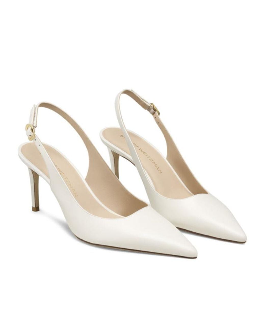 Stuart Weitzman White Stuart Power Slingback 75