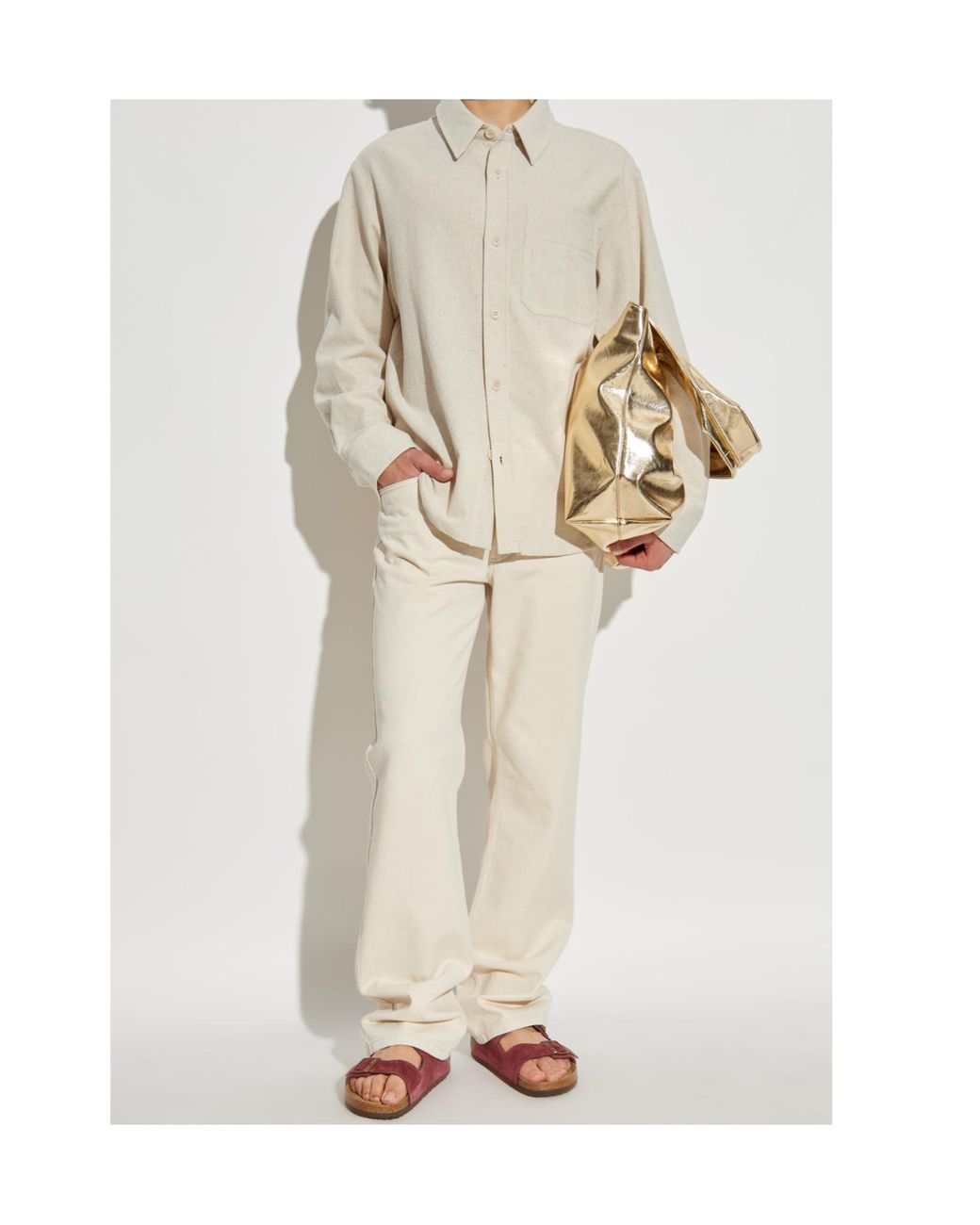 A.P.C. White Curved Hem Shirt for men