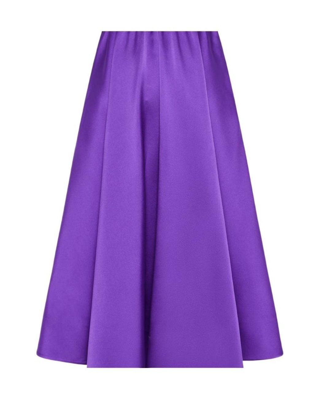 Valentino Purple Pleated A-Line Silk Skirt