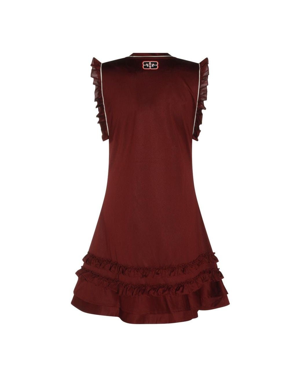 Ganni Red Ruffled Jersey Mini Dress