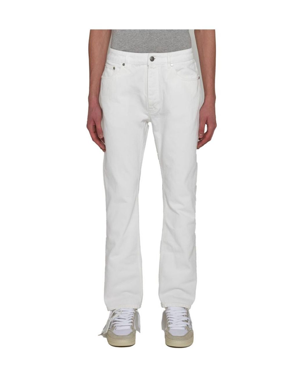 Palm Angels White Straight Leg Jeans for men