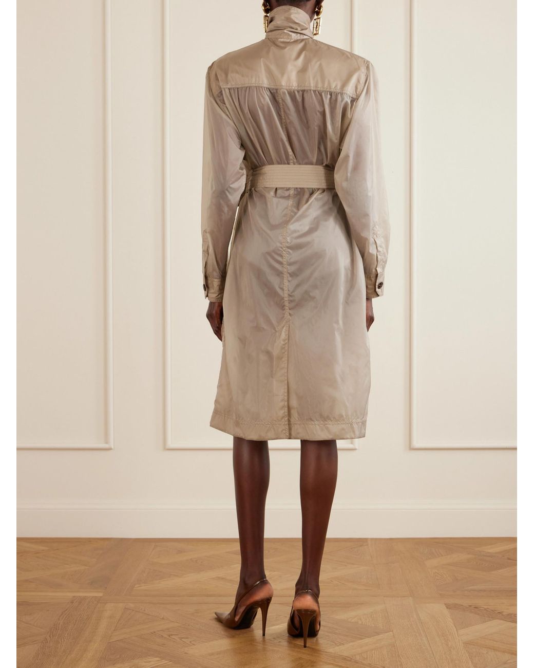 Saint Laurent Natural Long-Sleeved Dress