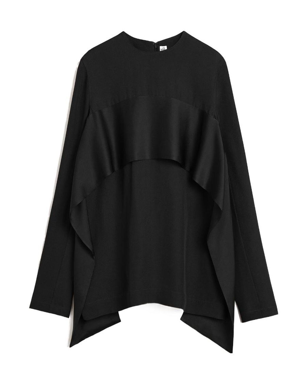 Totême Black Totême Rear-Tie Fastened Long-Sleeved Top