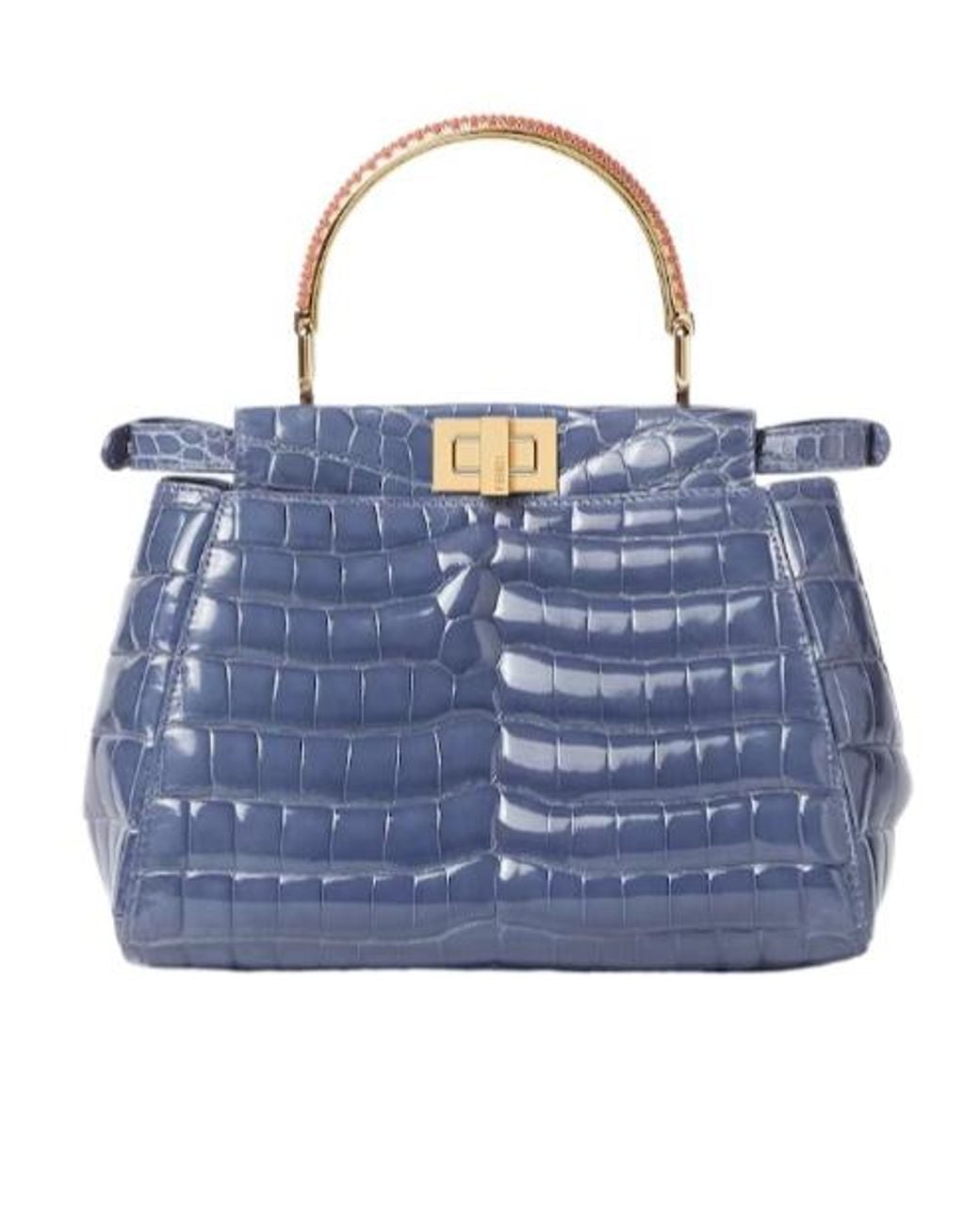 Fendi Blue Peekaboo Mini Crocodile Bag