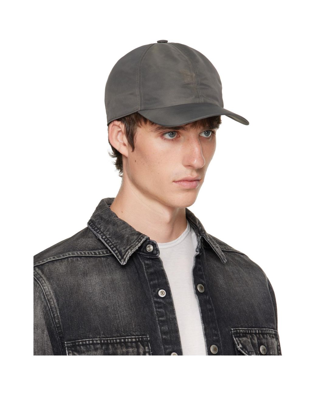 Rick Owens Gray Curved Visor Baseball Hat for men