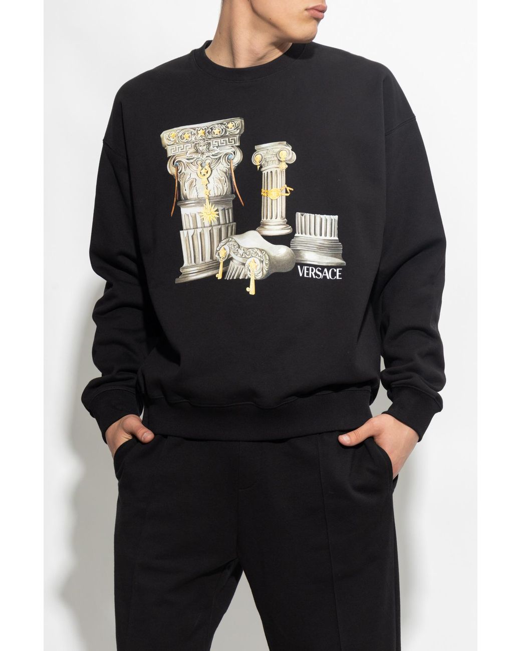 Versace Blue Graphic-Printed Crewneck Sweatshirt for men