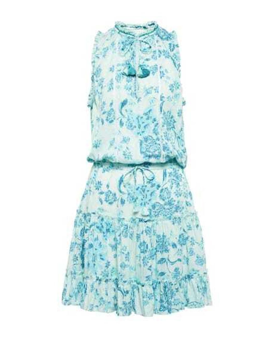 Poupette Blue Clara Tasseled Printed Minidress