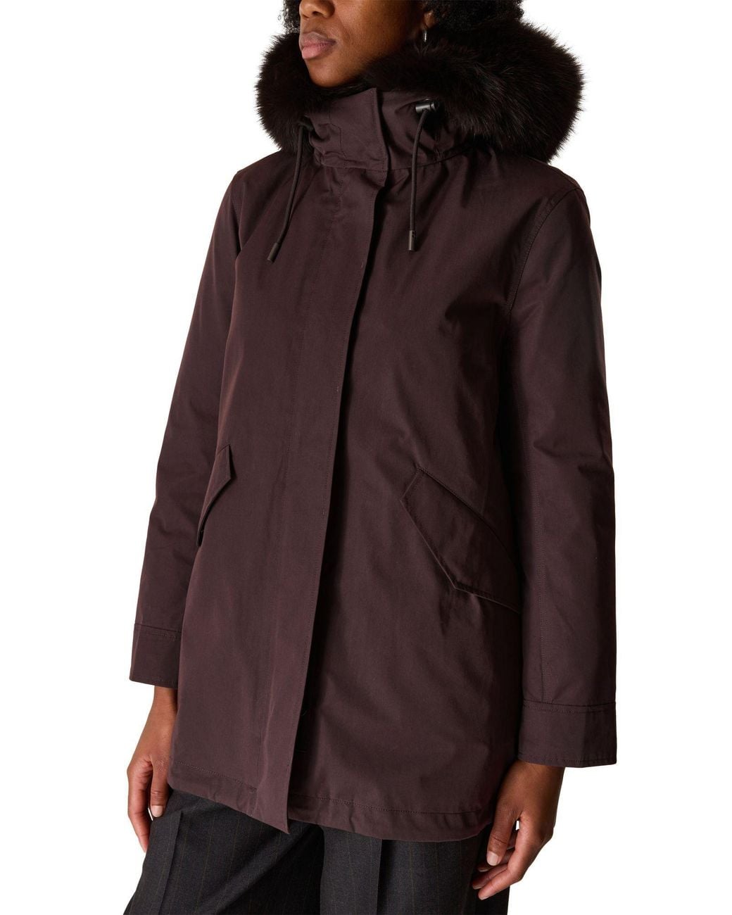 Yves Salomon Purple Long Parka With Pockets