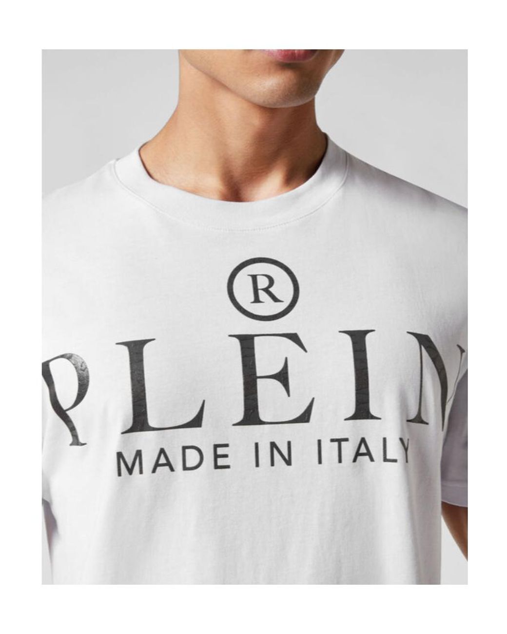 Philipp Plein White Logo Printed Crewneck T-Shirt for men