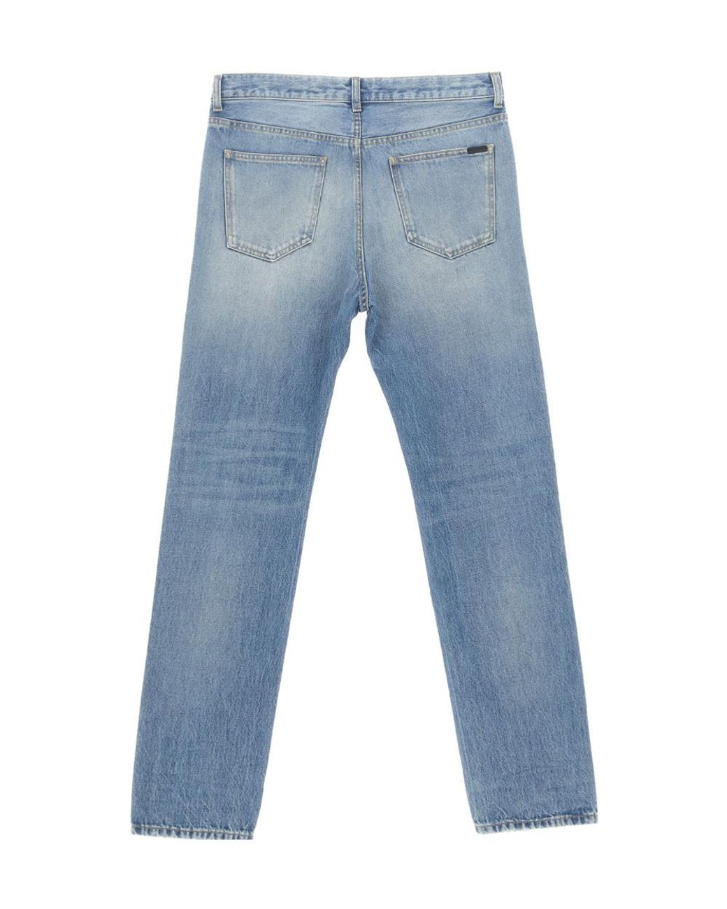 Saint Laurent Blue Button Detailed Straight Leg Jeans for men