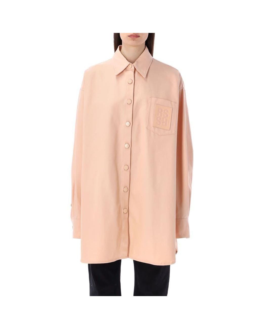 Raf Simons Pink Logo-Patch Oversized Shirt