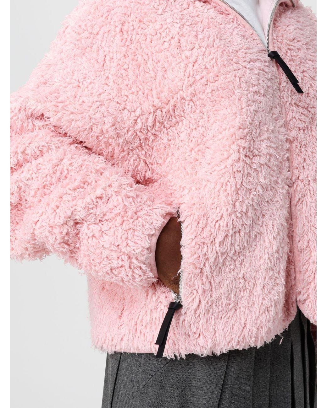 Jil Sander Pink Stand-Up Collar Fleece Jacket