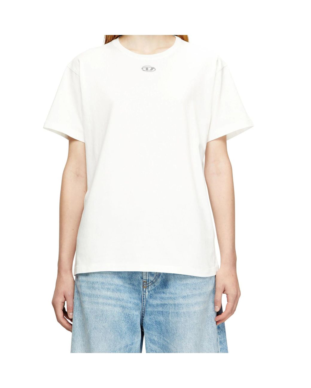 DIESEL White T-Normy-Od-S1 Metallic Oval D T-Shirt