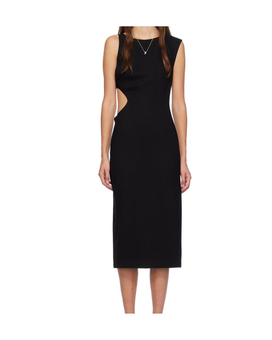 St. Agni Black Arc Cut-Out Detailed Sleeveless Midi Dress